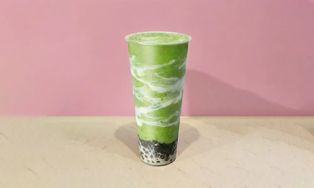 Smoothie with avocado and kale, served iced at Lanikai BBQ Tea House, a Asian Fusion Restaurant in San Francisco